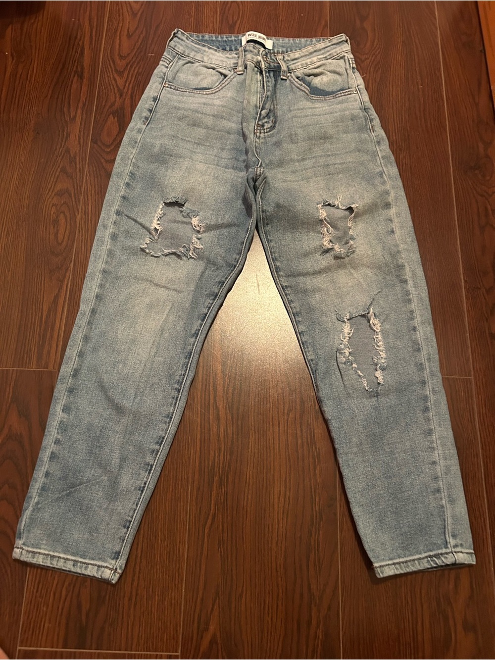 Wax Jean Distressed Light Blue Boyfriend Jeans